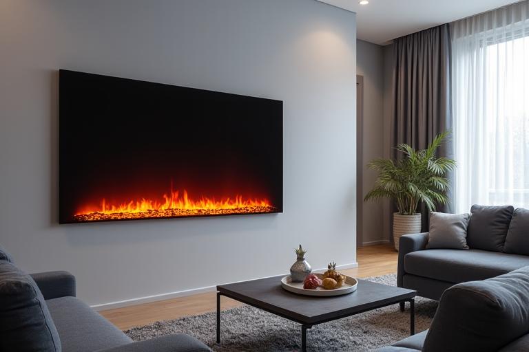 Chimenea eléctrica moderna en salón