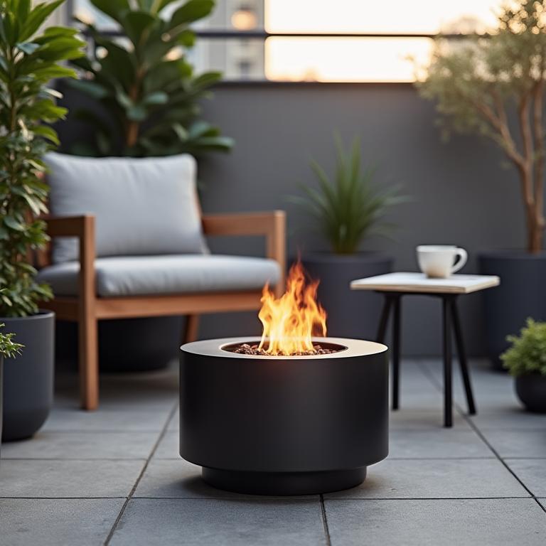 Fire pit portátil para balcón pequeño