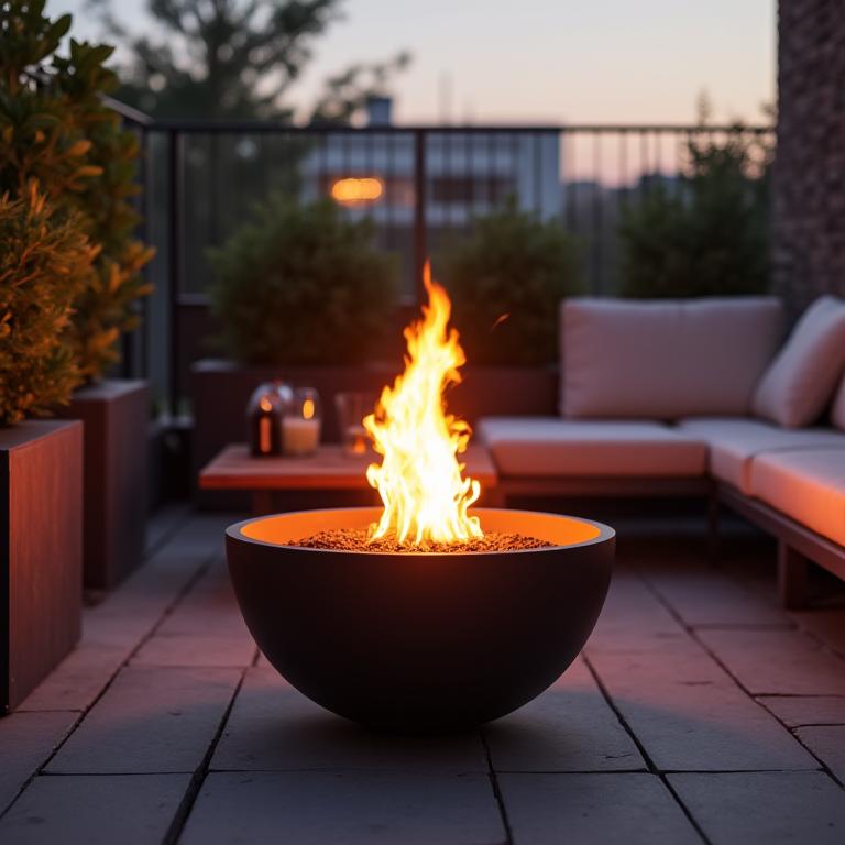 Fire pit en terraza urbana de Madrid